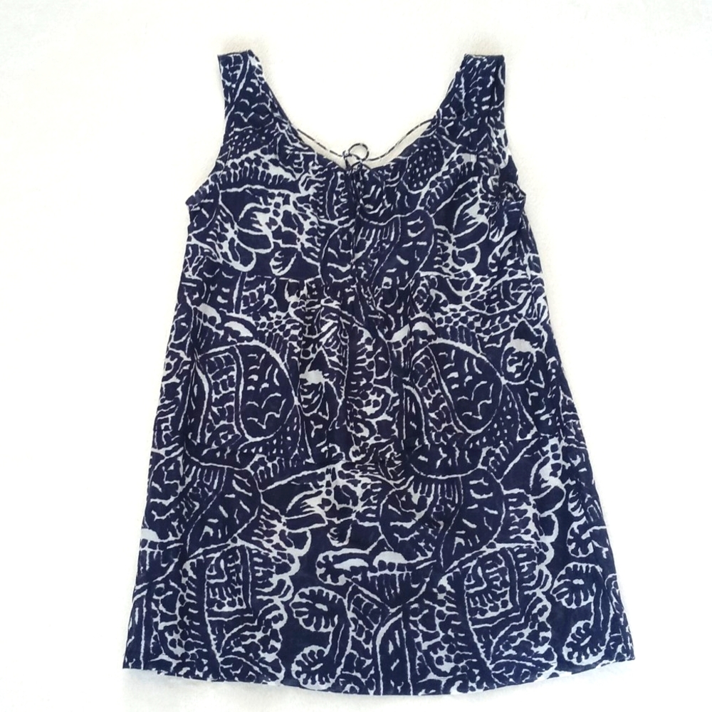 INC International Concepts Silk Blend Indigo White Paisley Sleeveless Blouse 2